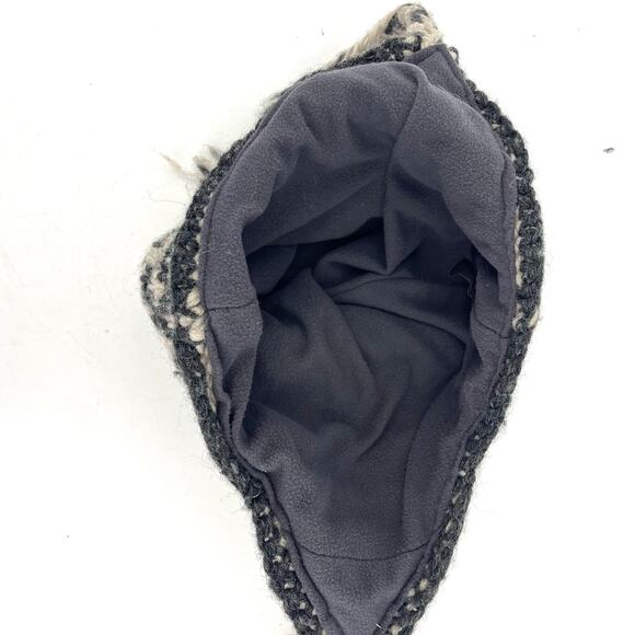 Kyber 100% Kids Brown Wool Knit Hat Ear Flaps Tassels Fleece lined Made Nepal - Picture 5 of 6